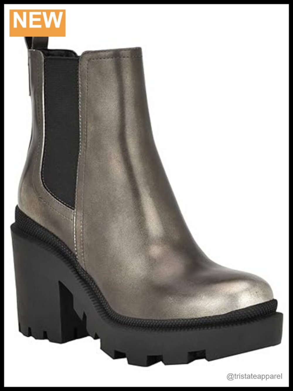 Nine West Womens Ankle Booties Mid Heel Chelsea Boots Pull On Round Toe